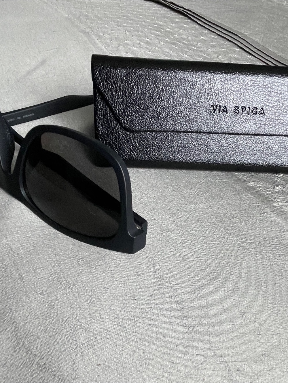 Via Spiga Black Textured TriFold Magnetic Closure Glasses Case